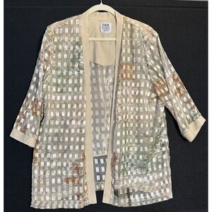 R&M Richard's Sheer Gold Geo Over Shirt L-XL